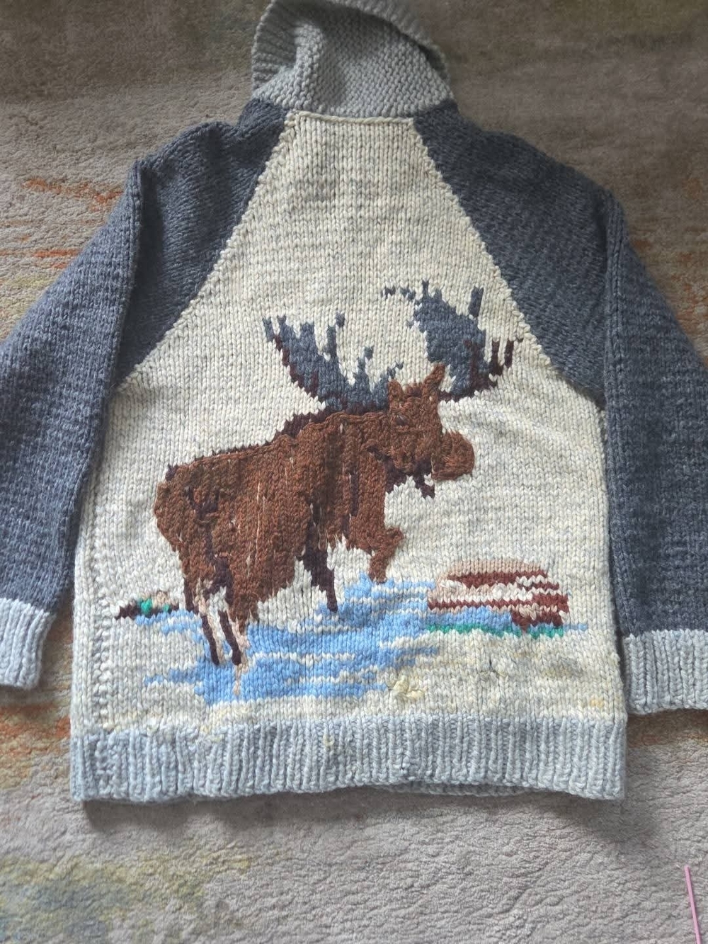 Vintage Handmade Wool Cowichan Style Sweater Zip Up *see All Photos*